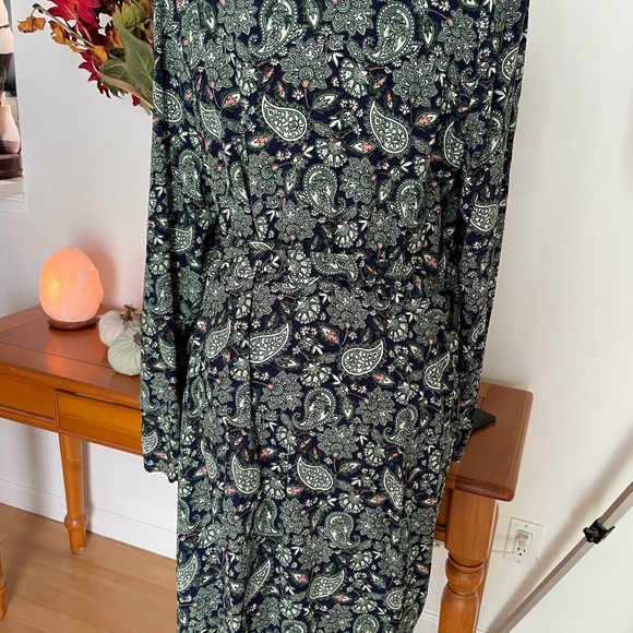 Boden Green and Blue Paisley Long Sleeve Dress - Picture 4 of 7